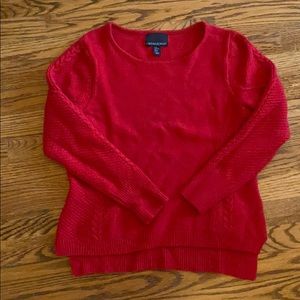 Red Cable Knit Wool Sweater